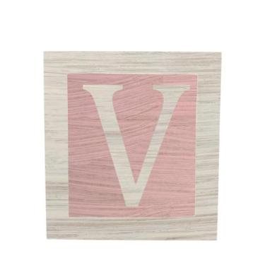 Imagem de Cubo Rosa Letra Branca com Aplique Festa Chá de Bebê Decoração 8x8x8 C