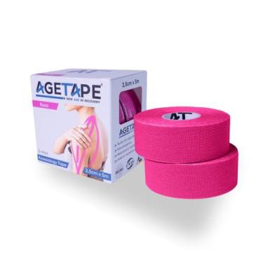 Imagem de Agetape Kinesiology Tape - 2 rolos - 2,5cm X 5m - Rosa, Rosa