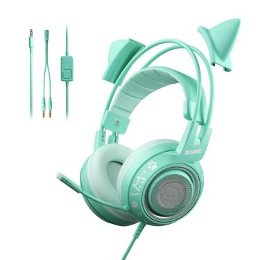 Imagem de Fone de ouvido para jogos SOMIC G951S verde com microfone para PS4, PS5, Xbox