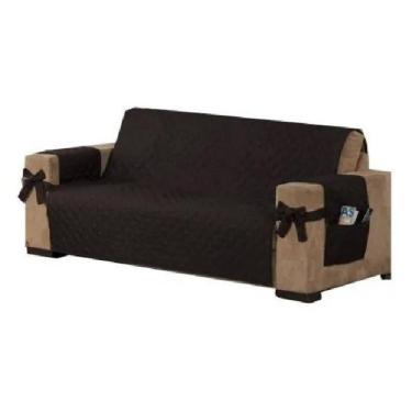 Imagem de Kit Protetor De Sofá 3 Lugares Marrom Porta Objetos E Laço