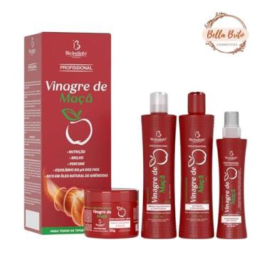 Imagem de Kit capilar maça e vinagre bio instindo 4 itens - nutrição, brilho e e