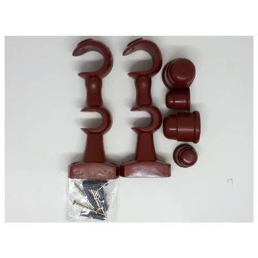 Imagem de Kit Par de Suporte Para Varão de Cortina Mogno 19mm Duplo - METAL ARTS