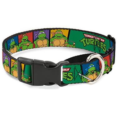 Imagem de Coleira de cachorro martingale Tartarugas Ninja Rostos Tartarugas Casco Tartarugas Preto Verde 45 a 81 cm de largura 3,8 cm