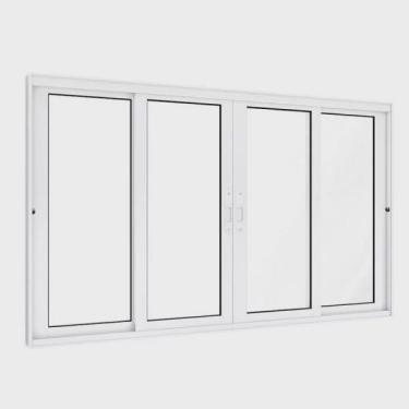 Imagem de Janela de Alumínio de Correr 120x200cm 2 Folhas Móveis 2 Fixas com Vidro Lucasa Eccellente