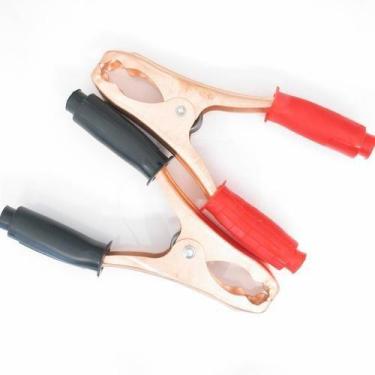 Imagem de Kit 2 Pares Garra Jacaré Para Bateria 150mm Preta/vermelha 4 Unidades 