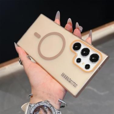 Imagem de HPQWN Para S24 Ultra Matte Double Color Case Magnetic Hard Pc Slim Cover (Para S24 Ultra/SM Gold)