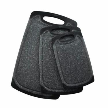 Imagem de Kit 3 Tábuas de Corte Plástico Antiderrapante Cinza - BH Imports, Cinz