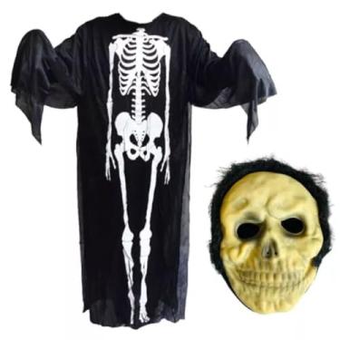 Imagem de Fantasia de Esqueleto com Máscara de Caveira, Traje Completo para Halloween, Adulto E Infantil (Adulto)