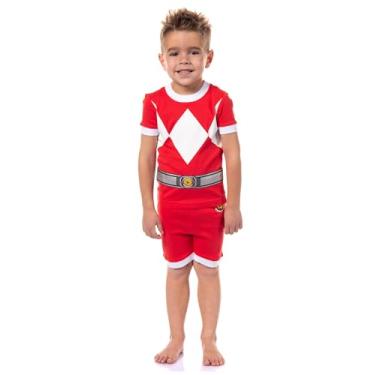 Imagem de INTIMO Power Rangers Conjunto de pijama infantil Mighty Morphin com shorts justos para meninos e meninas, Vermelho, 2 Anos