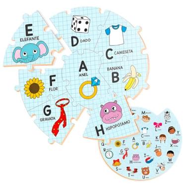 Imagem de Quebra-Cabeça Educativo Alfabeto em Caracol, MDF, 26 Peças, 31,5 x 34 cm, para Crianças +4 Anos