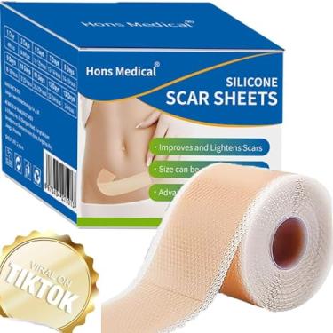 Imagem de Guldsamp Folhas De Silicone Para Cicatrizes, Fita De Silicone Para Cicatrizes, Fita Para Cicatrizes Cirúrgicas, Tiras De Silicone Para Remoção De Cicatrizes Cirúrgicas, Cesáreas, Abdominoplastias, C