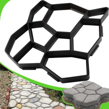 Imagem de CJGQ Plus Size 49,8 x 49,8 x 4,32 cm Walk Maker reutilizável concreto Pathmate Stone Molding Stepping Stone Paver Lawn Patio Yard Garden DIY Caminho Maker Moldes de pavimentação (Irregular)