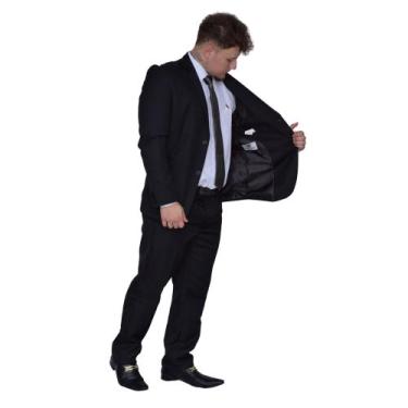 Imagem de Terno Slim Masculino Microfibra Executivo Blazer+calça - Yunity, Preto