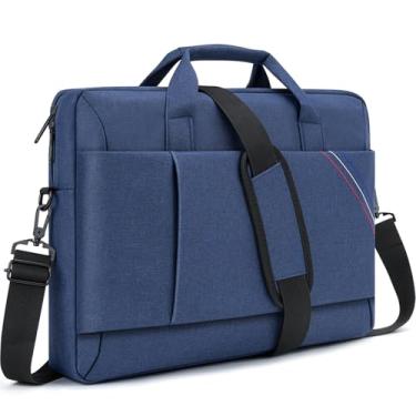 Imagem de MicaYoung Bolsa de laptop de 15 de 15,6 polegadas de 40,6 cm, bolsa mensageiro de ombro para computador compatível com notebook Dell HP Thinkpad, Chromebook, laptop, jogos, azul