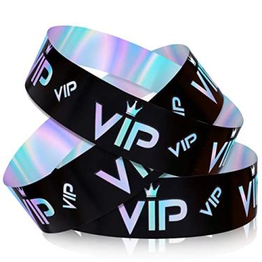 Imagem de LUTER 500 pulseiras VIP, pulseiras VIP, pulseiras de papel para festa, pulseiras de papel, braçadeiras VIP para eventos, entrada, festa VIP, festivais de música, shows (preto holográfico)