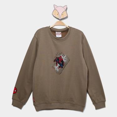 Imagem de Moletom Infantil Mooncity Homem Aranha Menino, Verde militar, 12A