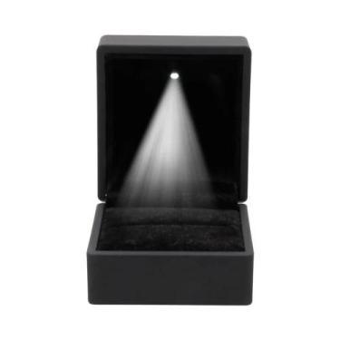 Imagem de Caixa de Anel com Luz LED Preta - Ideal para Joias e Alianças, Preto