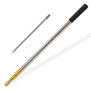Imagem de Dutiplus Gaff telescópico de peixe com 1 ~ 5 dentes sortidos arpões farpados, pesca no mar e no gelo lança para caça peixe sapo toupeira - 1,5 m de comprimento (1 dente longo + haste telescópica de
