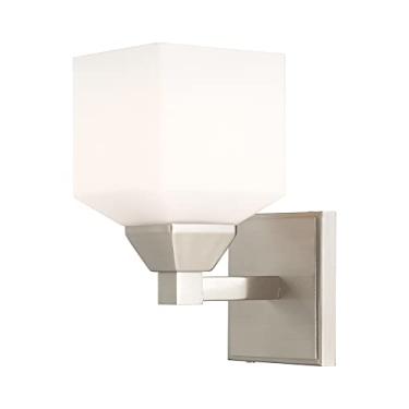 Imagem de Livex Lighting Aragon 10281-91 – Arandela de parede com uma luz, acabamento em níquel escovado com vidro branco opala acetinado