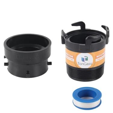 Imagem de TonGass (1 pacote combinado, preto) Adaptador de tubo de esgoto RV, adaptador de baioneta rígida rotativa de 7,6 cm com rosca e ganchos machos, encaixe de terminação com baioneta e cubo de 7,6 cm