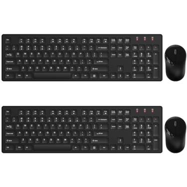 Imagem de Teclado e mouse sem fio, Trueque Silent 2,4 GHz, combo de mouse USB ergonômico sem fio, modo de suspensão, sem atrasos para computador, laptop, PC, Mac, Windows (pacote com 2) preto)