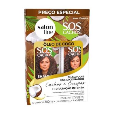 Imagem de Salon Line, Kit Shampoo e Condicionador, S.O.S Cachos, Óleo de Coco, Vegano - Para Cabelos Ondulados, Cacheados e Crespos, 2 Unidades