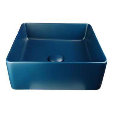 Imagem de Cuba Azul Para Lavabo Banheiro Sobrepor Cerâmica Mesa