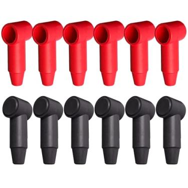 Imagem de Ampper 12 peças de silicone longo 1/10.2 cm, 5/40.6 cm tampas de terminais, capa de terminal flexível para borne de bloco de junção de energia da bateria, serve para fio calibre 6-1 (vermelho e preto)