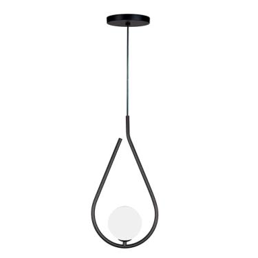 Imagem de Pendente Jabuticaba Gota Luminária Moderna em Metal Preto ou Dourado com Globo de Vidro Branco Leitoso para Lâmpada G9 Lustre para Quarto (Preto)