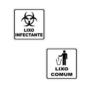 Imagem de Etiquetas Adesivas Lixo Infectante Lixo Comum 2Pçs 15X15Cm Branco