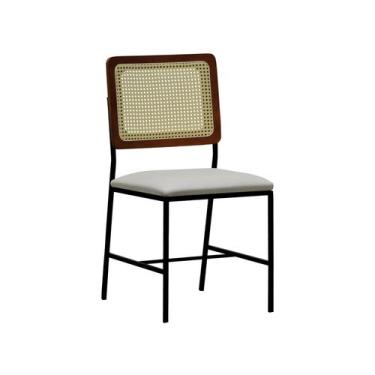 Imagem de Cadeira Lyon Metal Encosto Anatômico Telinha Natural Assento Estofado 