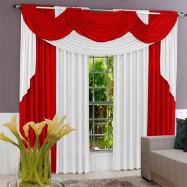Imagem de Cortina Paris Varão Em Malha 4,00X2,60M Sala Quarto Vermelha - Casa Sh