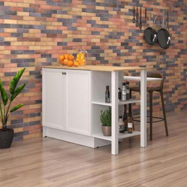 Imagem de Bancada Gourmet Ilha Cozinha Ditália 2 Portas CD-1028, Branco