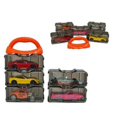 Imagem de kit 5 carrinhos de metal com maleta desmontavel colecionavel toyking