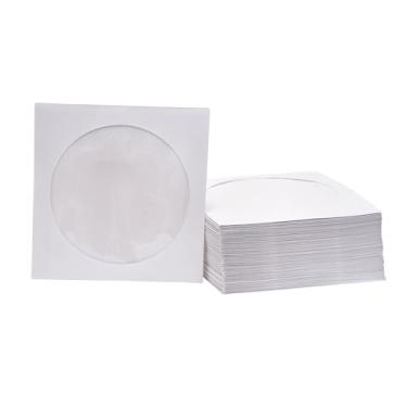 Imagem de PVPKG Capas de disco premium para CD, DVD, Blu-Ray com janela transparente e aba, envelopes de papel de 100 g/m² para armazenamento de disco, design que economiza espaço, pacote com 100.