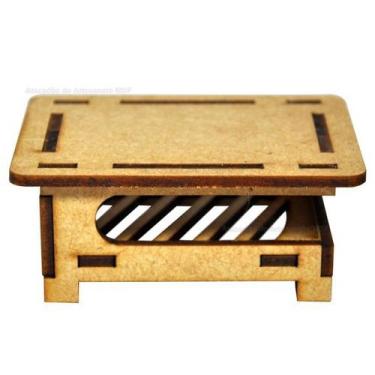 Imagem de Mesa de Centro para Casa de Boneca 8,5x6x3,5 Laser Mdf Madeira Cru - A