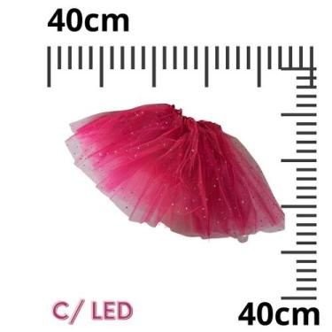 Imagem de kit c/2 saia tule c/led pisca tutu 40cm festa fantasia pink - SM DECOR