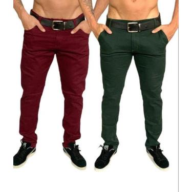 Imagem de Kit 2 Calças jeans masculina basica varias cores sarja jeans - sky jea