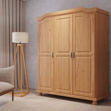 Imagem de Guarda-roupa Solteiro 3 Portas em Madeira Maciça Bastian Natural