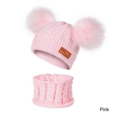 Imagem de Kit Infantil Bebê Touca Pompom Gorro Cachecol Gola Lã Inverno De Frio 