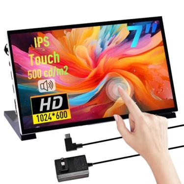 Imagem de GeeekPi Tela sensível ao toque capacitiva de 7 polegadas para Raspberry Pi, monitor HDMI IPS 1024X600, tela LCD com alto-falante duplo para Raspberry Pi 5/4B/3B+/3B/B+, com orifício de montagem para