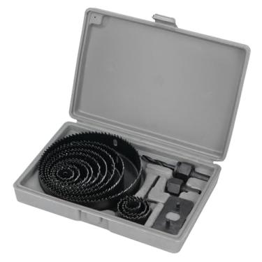 Imagem de Performance Tool W9071 Conjunto de serra de furo de aço carbono de 16 peças – Lâminas duráveis em 12 tamanhos, com mandris, chave hexagonal e estojo de transporte
