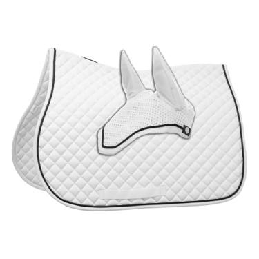 Imagem de Equinavia Voss Conjunto de almofada de sela e capota multiuso para cavalos - branco/preto - cavalo