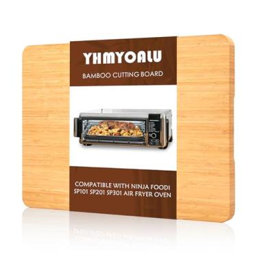 Imagem de Tábua de corte de bambu compatível com forno de fritadeira a ar livre Ninja Foodi SP101 SP201 SP301, acessórios para forno de convecção de bancada, cria espaço de armazenamento, pés de silicone