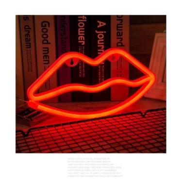 Imagem de led neon boca - 35cm personalizado com fonte bivolt - NoBrand