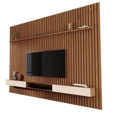 Imagem de HOME SUSPENSO NICHO PAINEL VIVA 100% RIPADO COR FREIJÓ / OFF WHITE 2.2