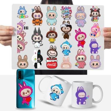 Imagem de Cartelas Adesivos Boneca Labubu Fofura DTF UV Prova D'água - Graviarte