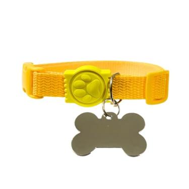 Imagem de Coleira para Cachorro com Placa de Identificação (AMARELO, P)
