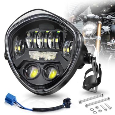 Imagem de BWCarid Farol De Motocicleta Led 7" Aprovado Por Dot Com Alto/Baixo Drl Demon Eye, Suporte Montagem Braçadeira Para Garfo 1,37-1,69" Cafe Racer, Chopper, Bobber E Scrambler
