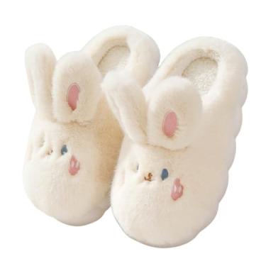 Imagem de WYIKE Pantufas Femininas De Pelúcia Quentes, Coelho, Algodão Adulto, Masculinas, Antiderrapantes, Para Ambientes Internos, Com Sola Grossa Aquecimento No Inverno